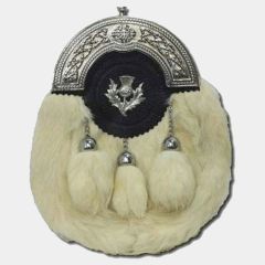 Chrome Plain Celtic Thistle Targe White Rabbit Sporran