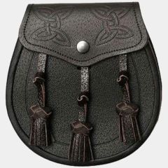 Dark Brown Leather Twin Swirl Celtic Embossed Sporran